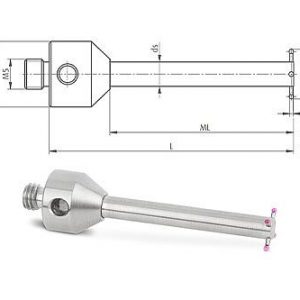 Palpeur étoile M5 à bille en rubis avec tige en TCT