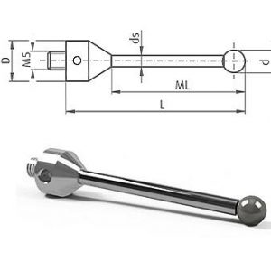 Palpeur M5 à bille en nitrure de silicium avec tige en TCT